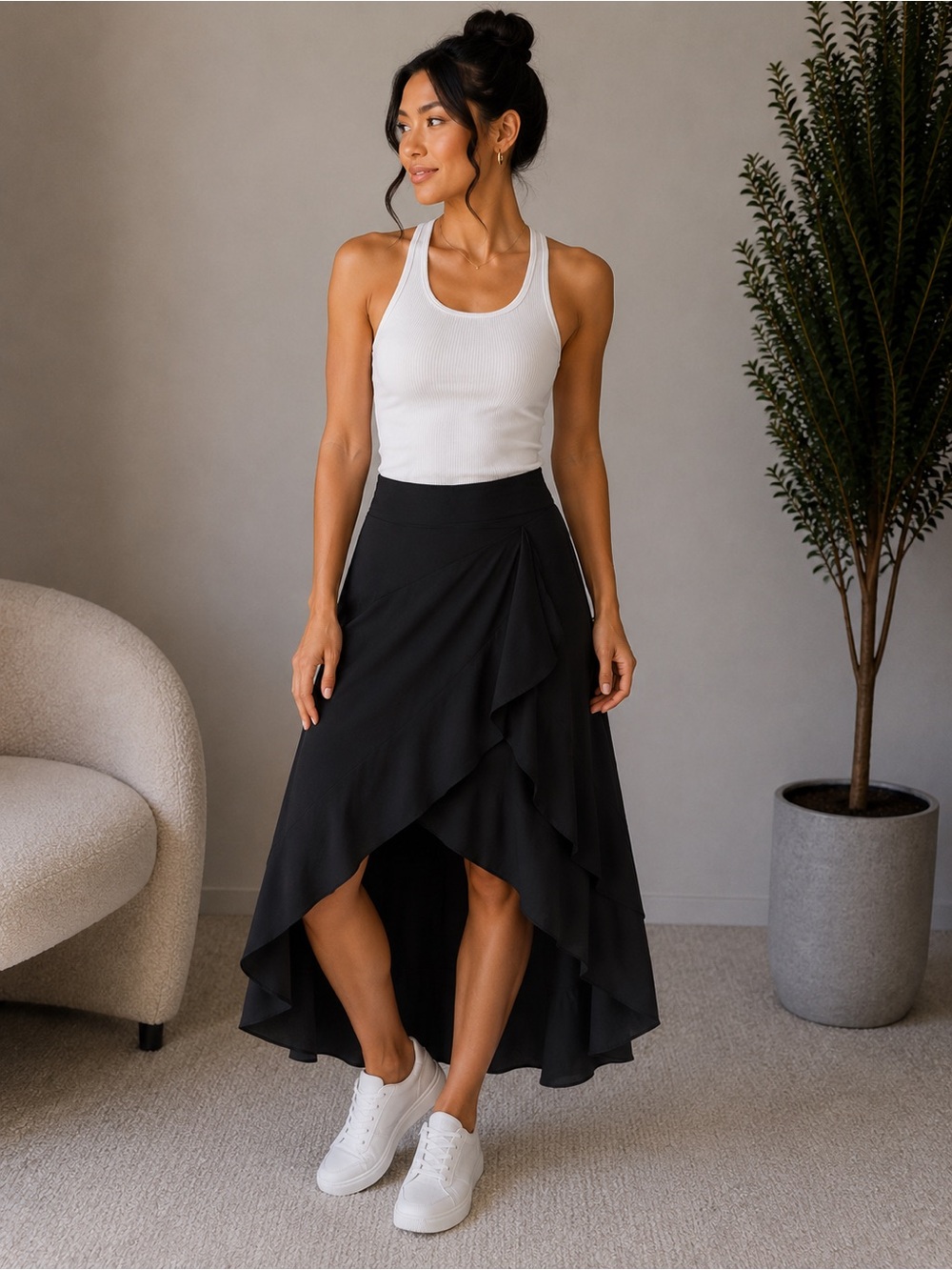 Hi-lo maxi skort